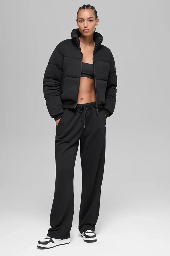 Sweatshirt-pufferjacka – svart