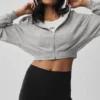 Sweet Escape-huvtröja med dragkedja – Athletic Heather Grey