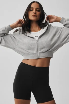 Sweet Escape-huvtröja med dragkedja – Athletic Heather Grey