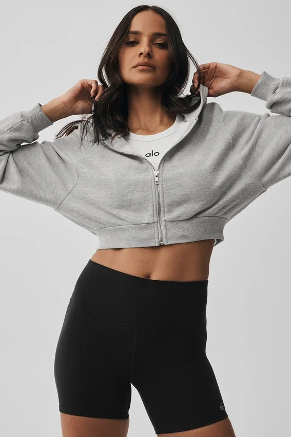 Sweet Escape-huvtröja med dragkedja – Athletic Heather Grey