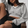Sweet Escape-huvtröja med dragkedja – Athletic Heather Grey