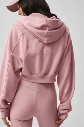 Sweet Escape-huvtröja med dragkedja – Vintage Pink