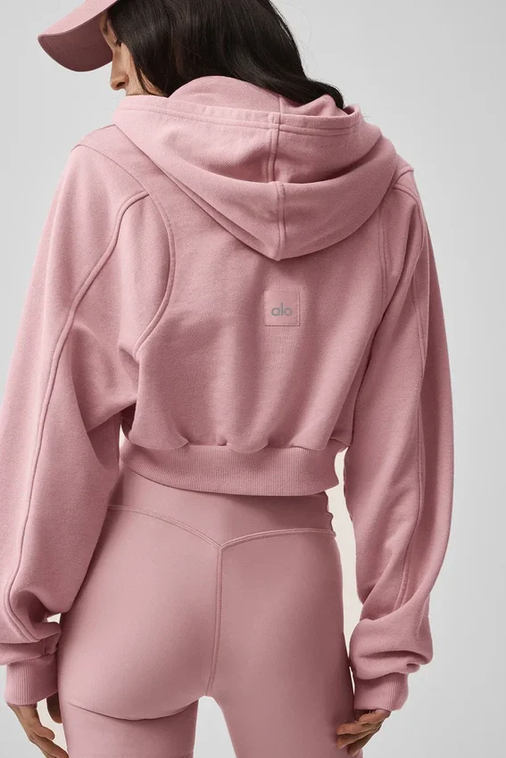 Sweet Escape-huvtröja med dragkedja – Vintage Pink