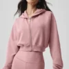 Sweet Escape-huvtröja med dragkedja – Vintage Pink