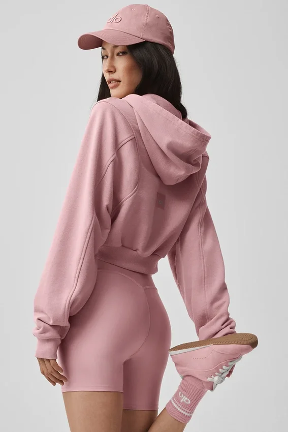 Sweet Escape-huvtröja med dragkedja – Vintage Pink