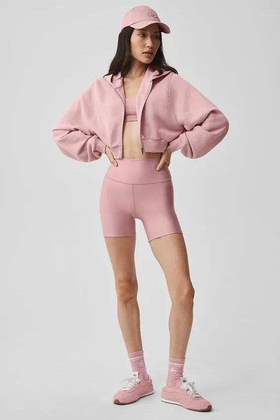 Sweet Escape-huvtröja med dragkedja – Vintage Pink