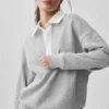 Take It Easy långärmad Henley-tröja – Athletic Heather Grey/White