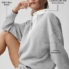 Take It Easy långärmad Henley-tröja – Athletic Heather Grey/White
