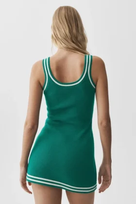 Tennis Club-klänning i stickat – Emerald Isle/Ivory