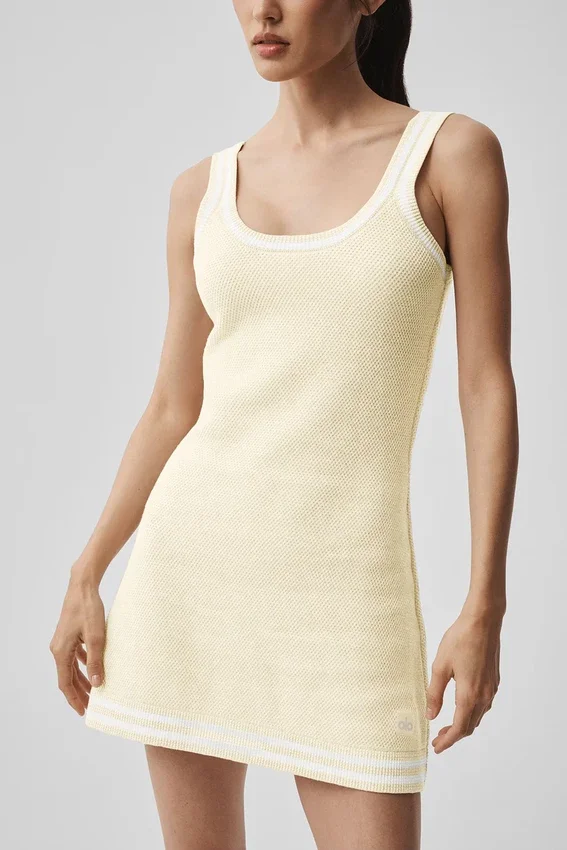 Tennis Club-klänning – Oatmeal/White
