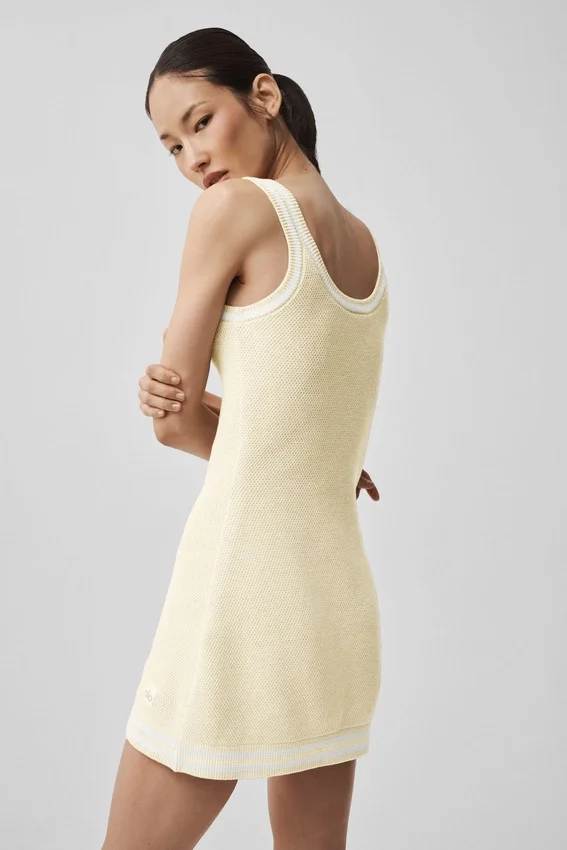 Tennis Club-klänning – Oatmeal/White