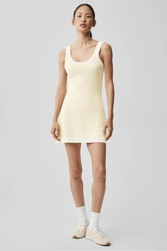Tennis Club-klänning – Oatmeal/White