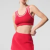 Tennis Club Stickat Bra – Candy Red/White