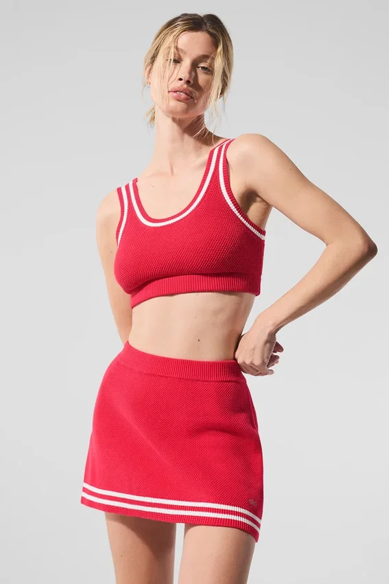 Tennis Club Stickat Bra – Candy Red/White