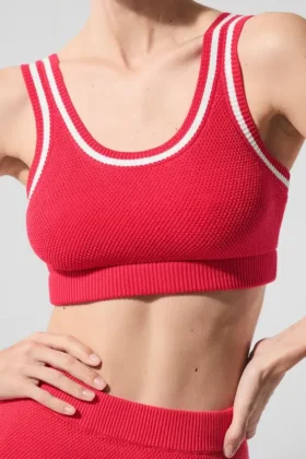 Tennis Club Stickat Bra – Candy Red/White