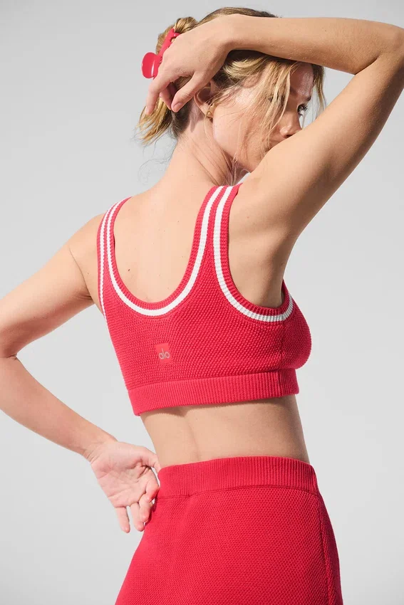 Tennis Club Stickat Bra – Candy Red/White