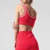 Tennis Club Stickat Bra – Candy Red/White