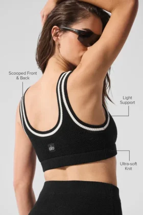 Tennis Club Stickat Bra – Svart/Elfenben