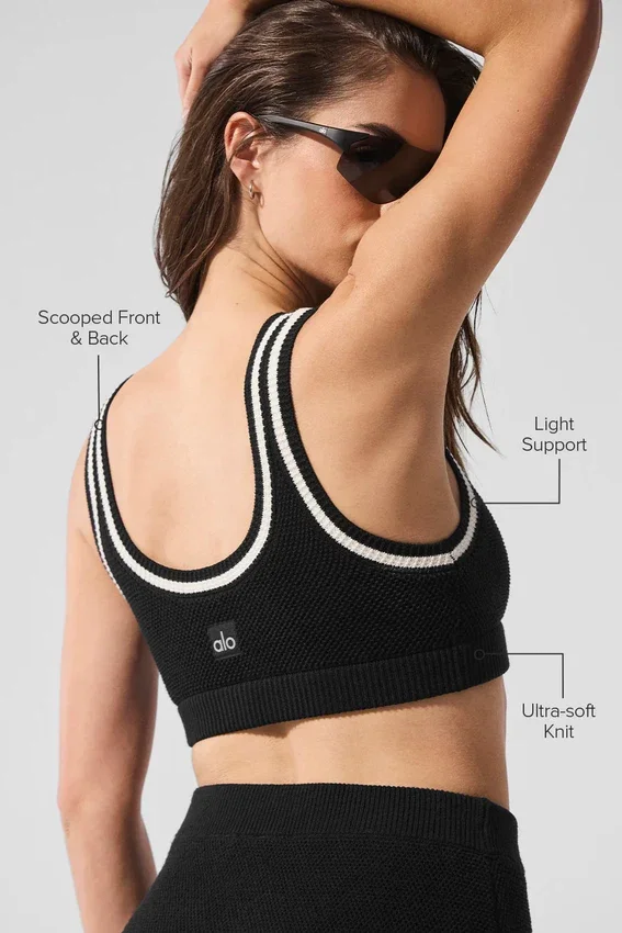 Tennis Club Stickat Bra – Svart/Elfenben