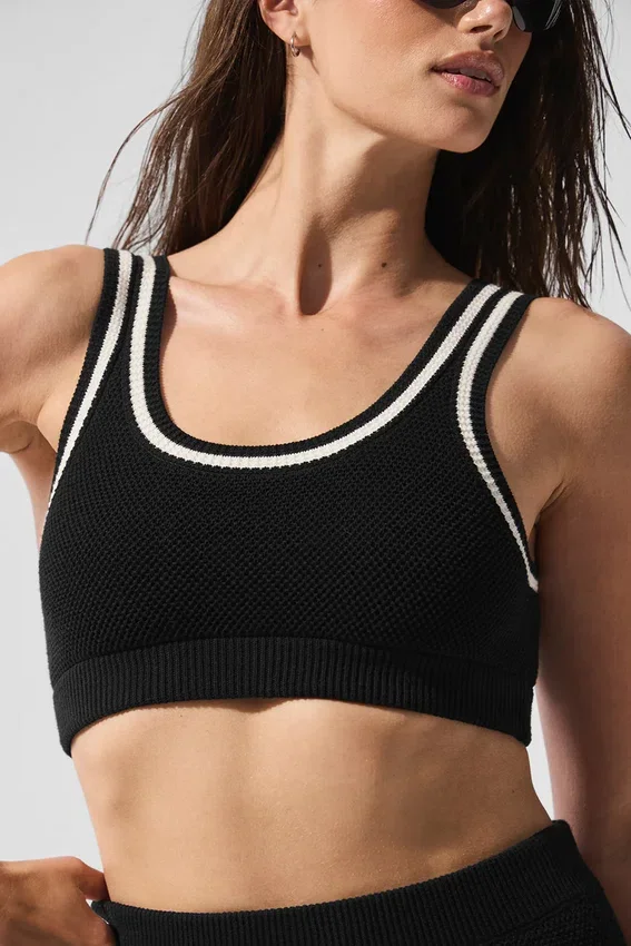 Tennis Club Stickat Bra – Svart/Elfenben