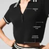 Tennis Club Stickat Knit Cropped Polo – Black/Ivory