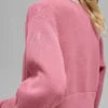 Tennis Club Stickat Knit Full Zip Jacket – Pink Wild Rose/White