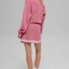 Tennis Club Stickat Knit Full Zip Jacket – Pink Wild Rose/White