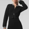 Tennis Club Stickat Knit Full Zip Jacket – Svart/Elfenben