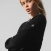Tennis Club Stickat Knit Full Zip Jacket – Svart/Elfenben
