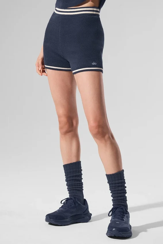 Tennis Club Stickat Knit Hot Shorts – Navy/Ivory