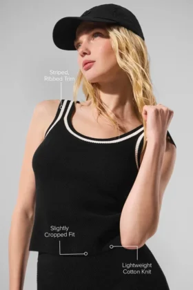 Tennis Club Stickat Knit Tank – Svart/Elfenben