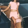 Tenniskjol i bomull och kashmir med High-Waist-modell från My Serve – solblekt rosa/vit
