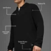 Texturerad långärmad polotröja – Black