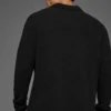 Texturerad långärmad polotröja – Black