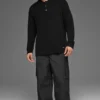Texturerad långärmad polotröja – Black