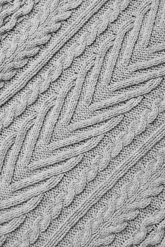 Tröja med rund hals och kabelstickning – Athletic Heather Grey