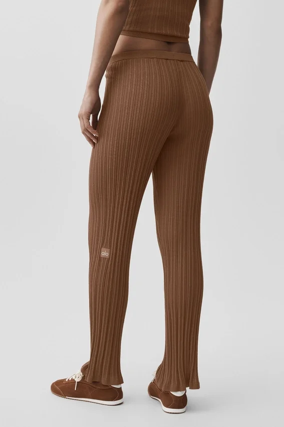 Tröjliknande High-Waist-byxor med raka ben – Sun Kissed Brown