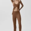 Tröjliknande High-Waist-byxor med raka ben – Sun Kissed Brown