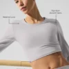 Tvättad Alosoft Crop Finesse långärmad tröja – Grey Sky Wash
