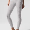 Tvättade High-Waist Alosoft-Leggings med Sunray-mönster – Grey Sky Wash