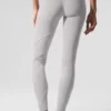 Tvättade High-Waist Alosoft-Leggings med Sunray-mönster – Grey Sky Wash