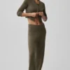 Ull- och kashmirbyxor med High-Waist och vida ben – Olive Tree