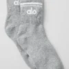 Unisex Half-Crew Throwback-strumpor – Athletic Heather Grey/White