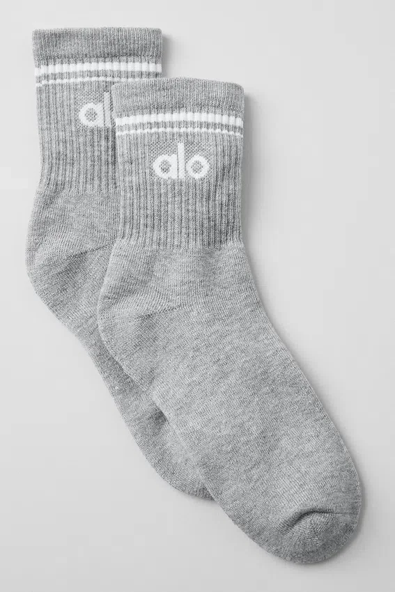 Unisex Half-Crew Throwback-strumpor – Athletic Heather Grey/White