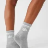 Unisex Half-Crew Throwback-strumpor – Athletic Heather Grey/White