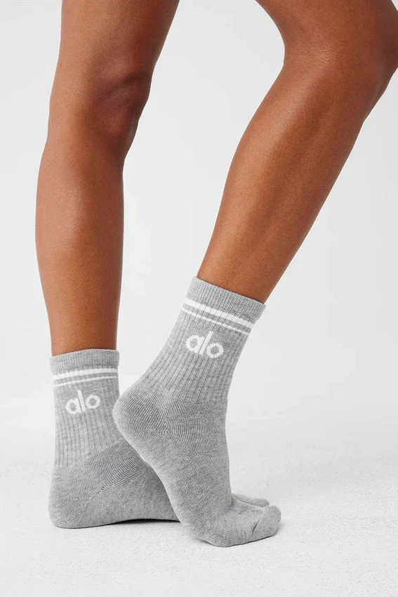 Unisex Half-Crew Throwback-strumpor – Athletic Heather Grey/White