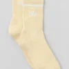 Unisex halvhög retro-strumpor – Candlelight Yellow/White