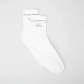 Unisex halvhög retro-strumpor – Vit/Titanium