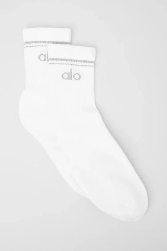 Unisex halvhög retro-strumpor – Vit/Titanium