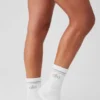 Unisex halvhög retro-strumpor – Vit/Titanium